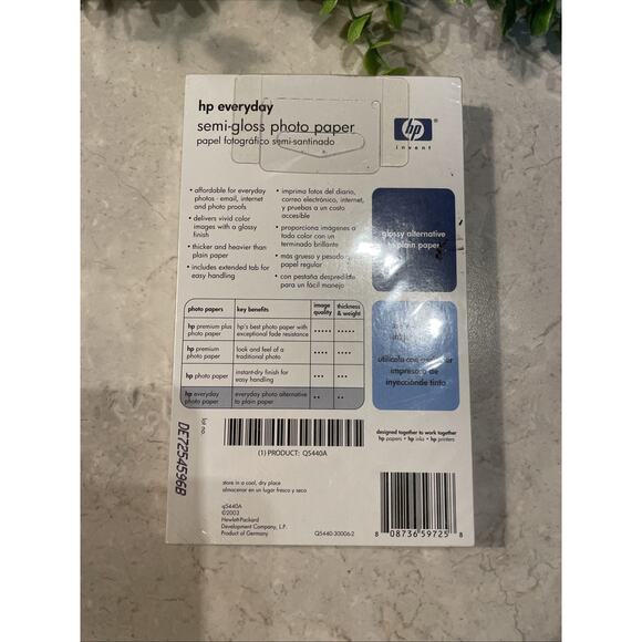HP 2003 Everyday Photo Paper Semi-Gloss 4x6” 6.5ml 100 Sheets New - Picture 3 of 3